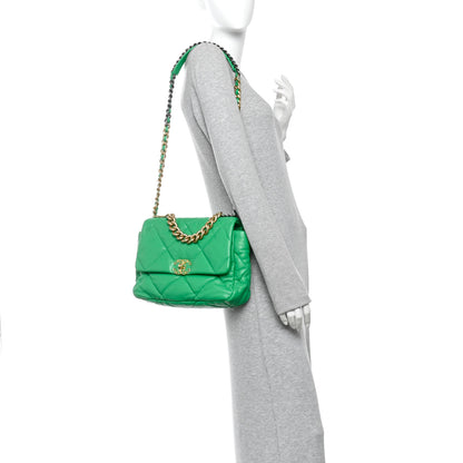 Chanel Goatskin Quilted Large Chanel 19 Flap Green 2 of 10