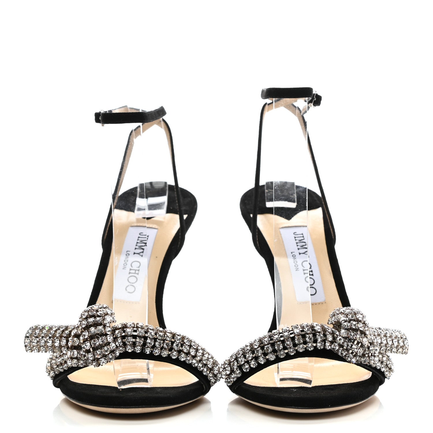 Jimmy Choo Suede Crystal Thyra 100 Sandals 39.5 Black 2 of 7