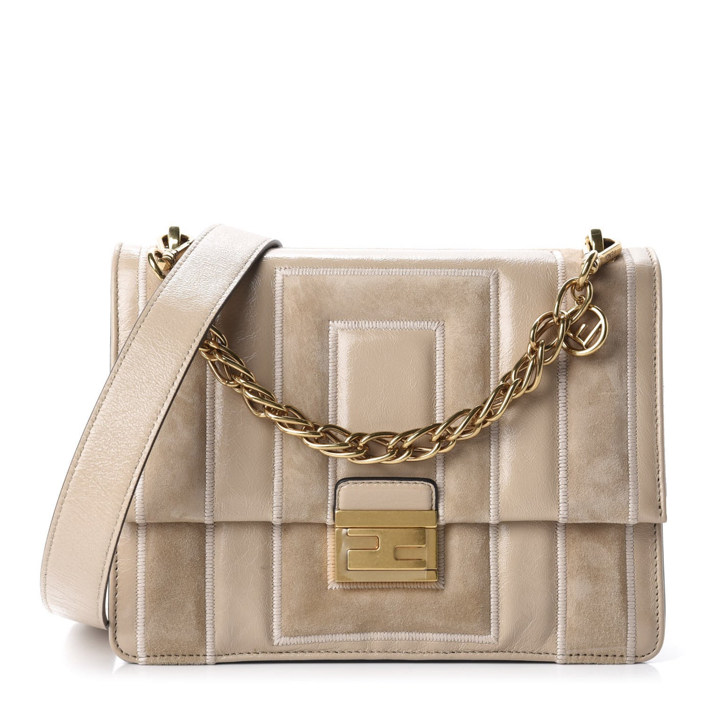 Agnello Old Shine Chamois F is Fendi Embossed Kan U Shoulder Bag Amido Nude