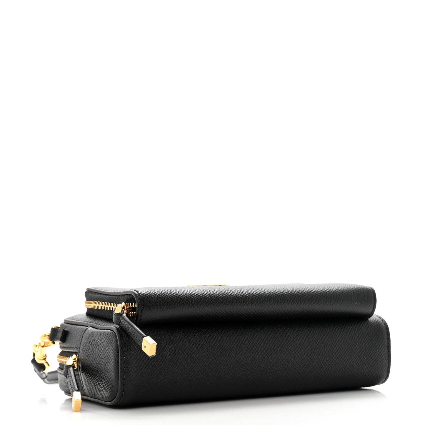 Grained Calfskin Caro Double Pouch Black