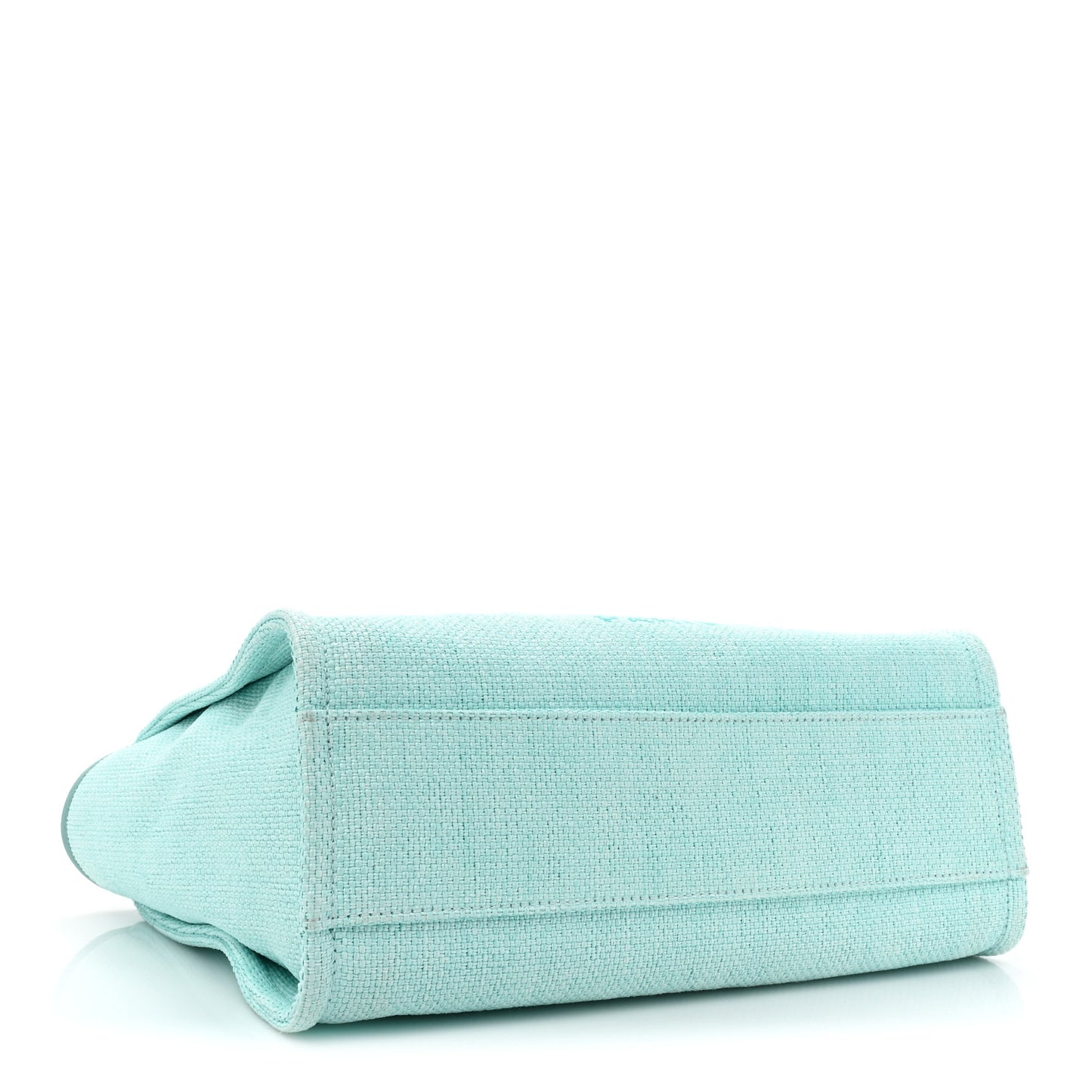 Woven Straw Raffia Small Deauville Tote Turquoise