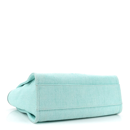 Chanel Woven Straw Raffia Small Deauville Tote Turquoise 4 of 13