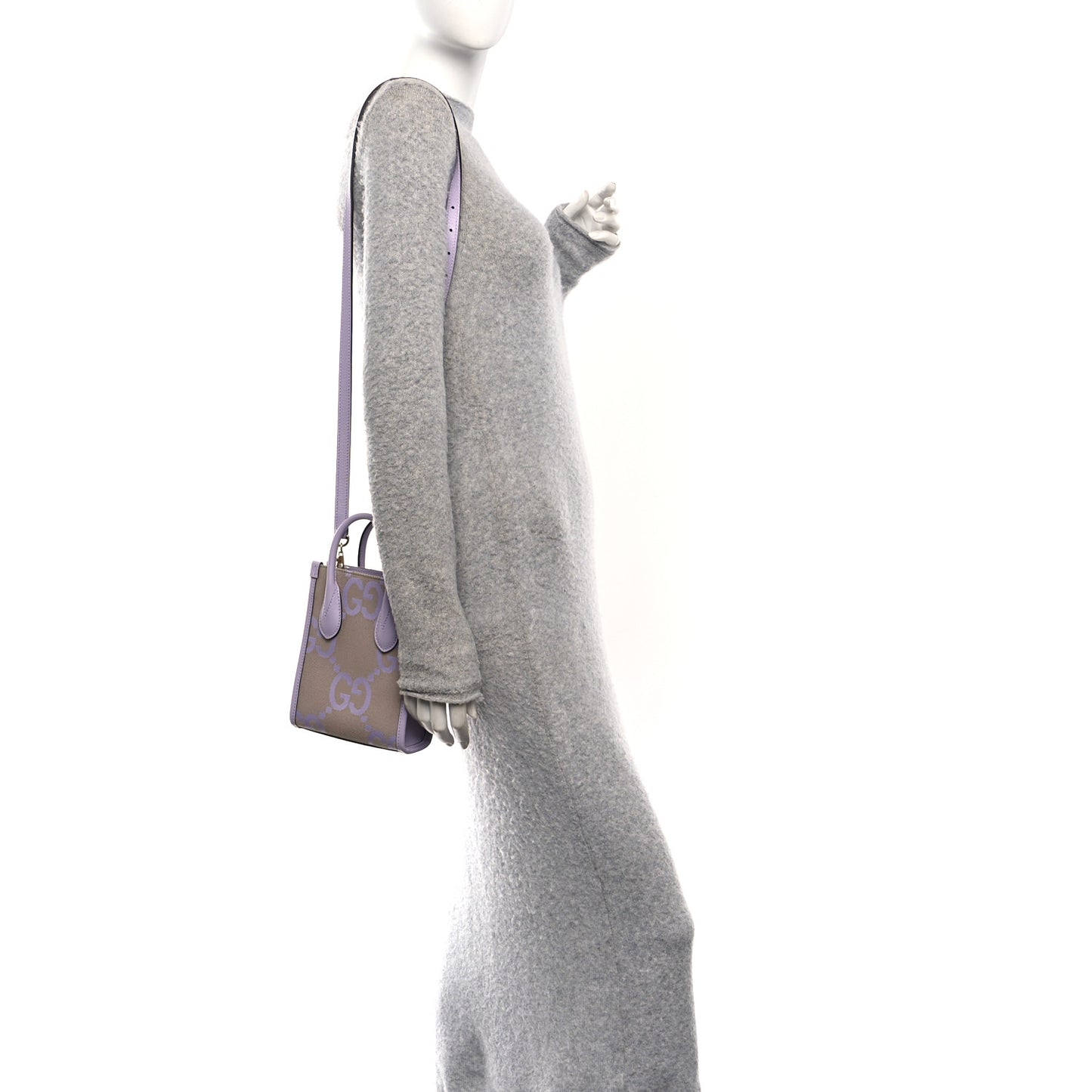 Monogram Jumbo GG Textured Dollar Calfskin Mini Tote Bag Beige Lapis