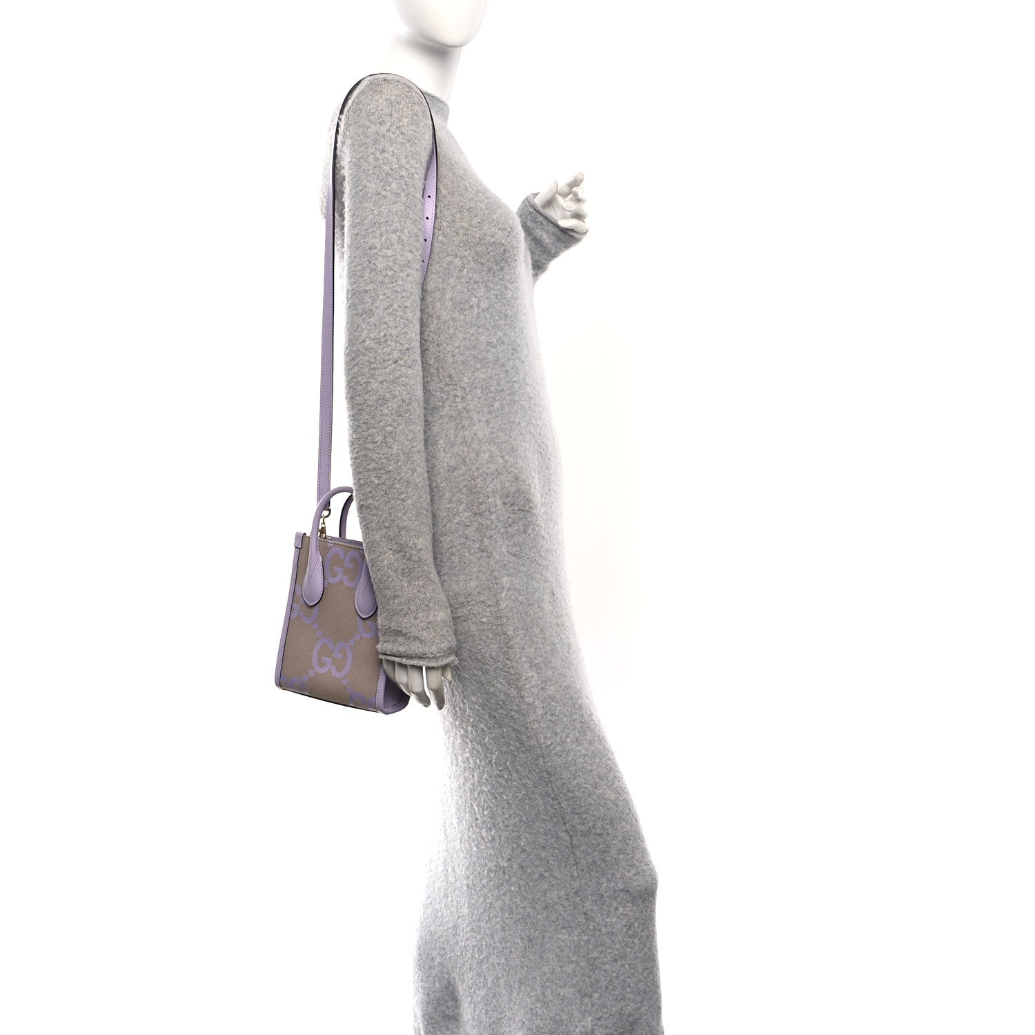 Gucci Monogram Jumbo GG Textured Dollar Calfskin Mini Tote Bag Beige Lapis 2 of 10