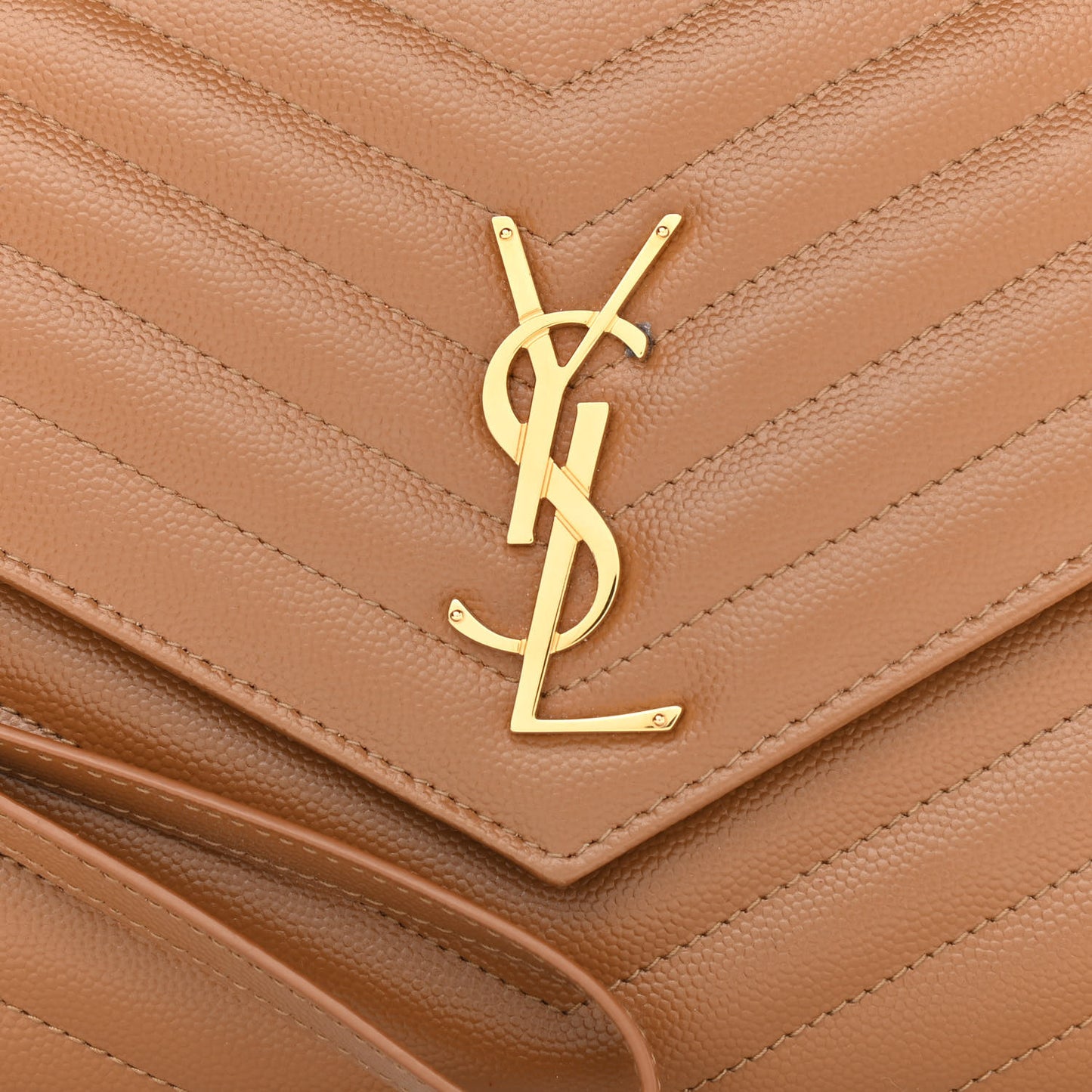 Grain De Poudre Matelasse Chevron Monogram Cassandre Flap Pouch Natural Dark