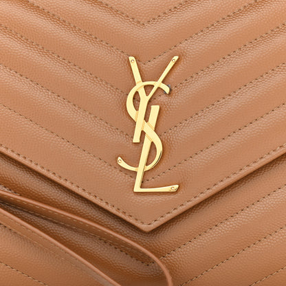Saint Laurent Grain De Poudre Matelasse Chevron Monogram Cassandre Flap Pouch Natural Dark 8 of 10