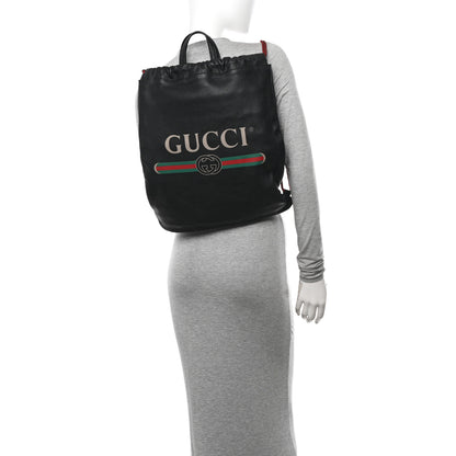 Gucci Calfskin Logo Drawstring Backpack Black 2 of 11