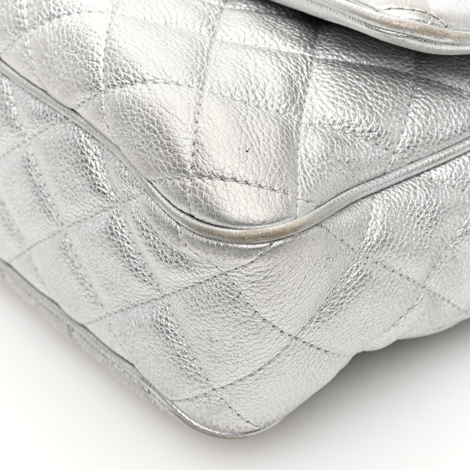 Chanel Metallic Calfskin Quilted Medium Casual Rock Flap Silver 10 of 12