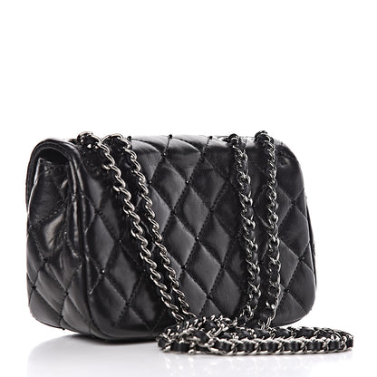 Chanel Lambskin Beaded Quilted Extra Mini Square Flap Black 3 of 15