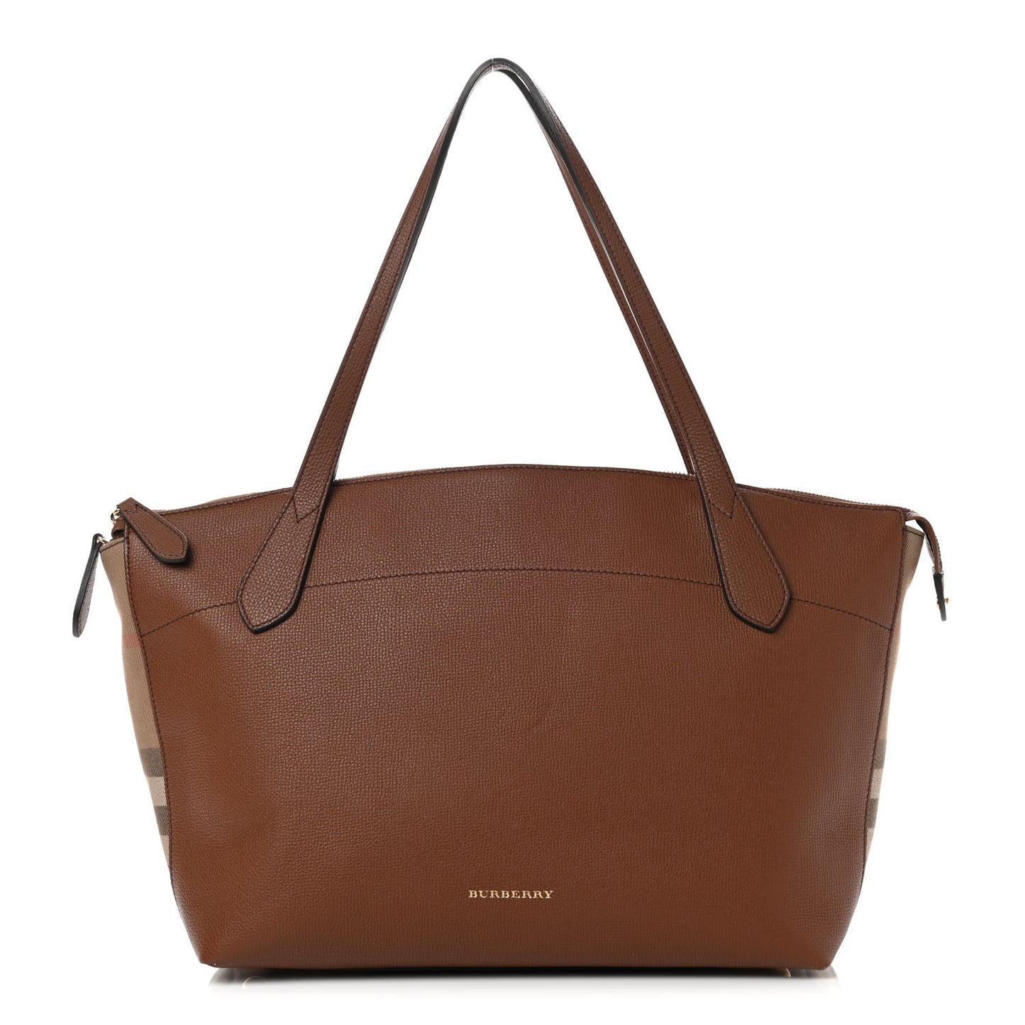 Derby Calfskin House Check Medium Welburn Tote Tan