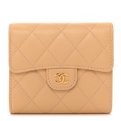 Chanel Caviar Quilted Compact Flap Wallet Beige 1 of 9