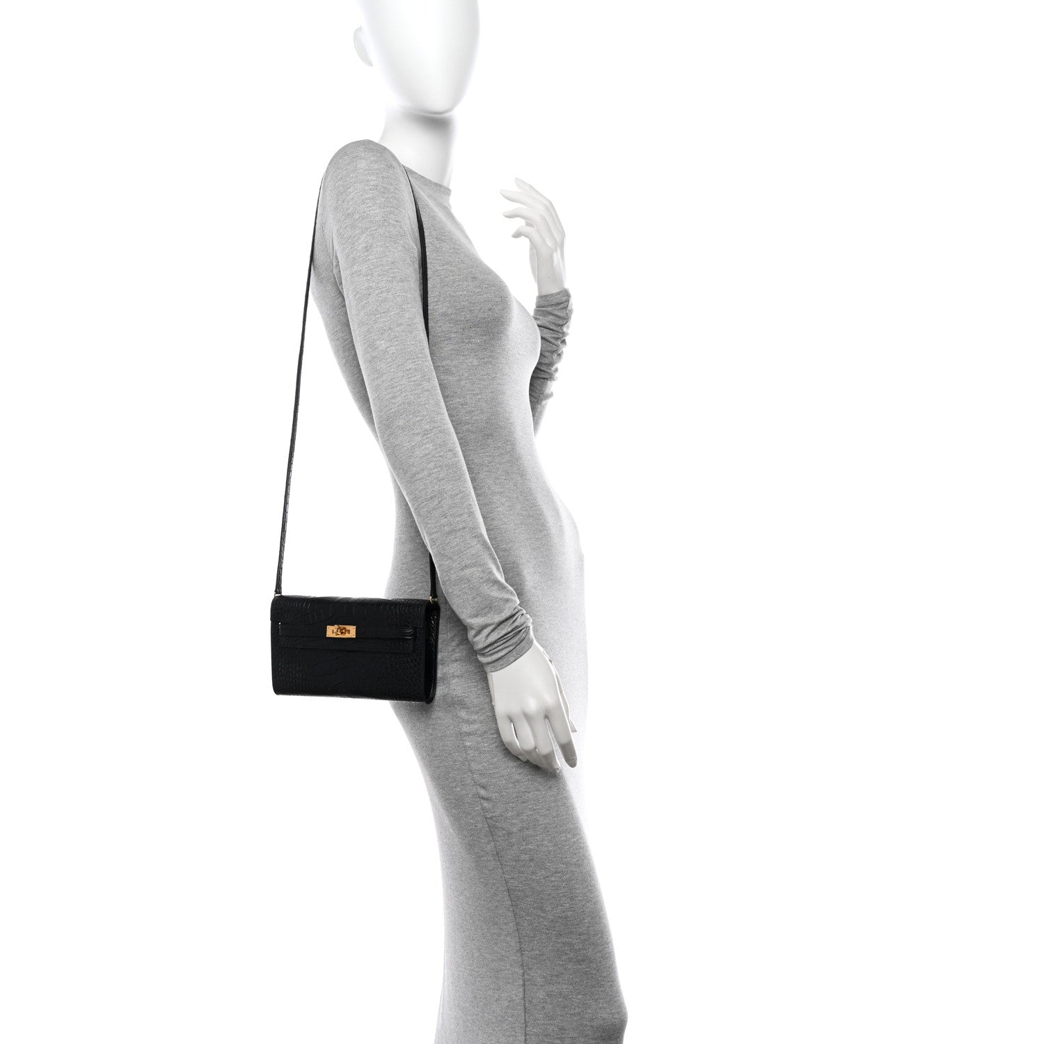 Hermes Matte Alligator Kelly Wallet To Go Black 2 of 11