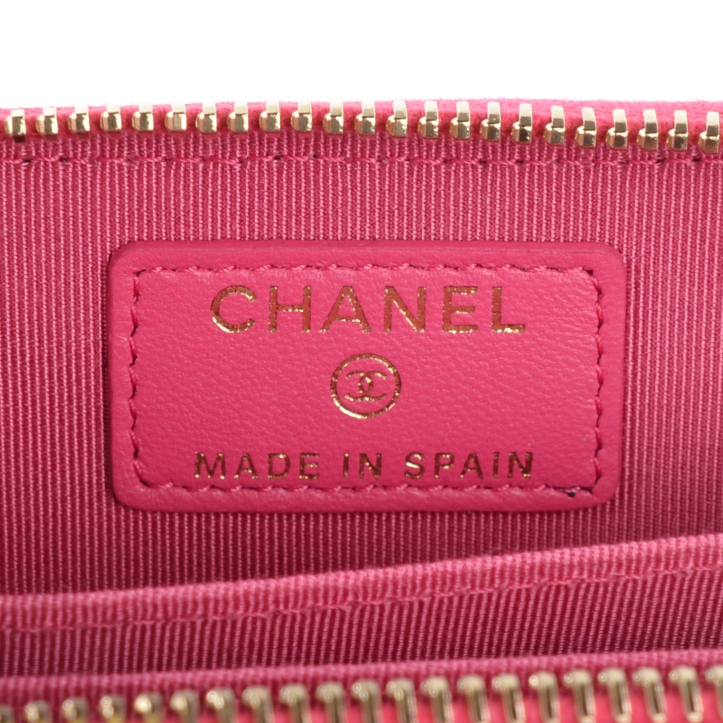 Lambskin Quilted Zip Around Coin Purse Wallet Fuchsia