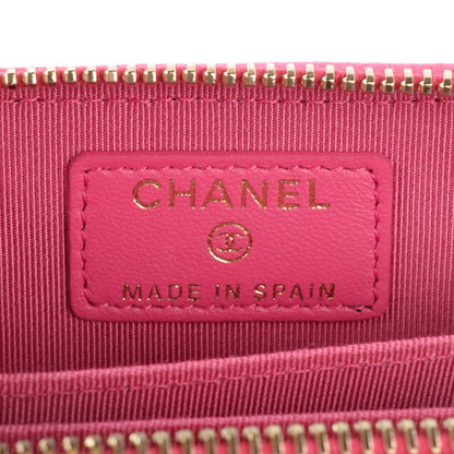 Chanel Lambskin Quilted Zip Around Coin Purse Wallet Fuchsia 6 of 7