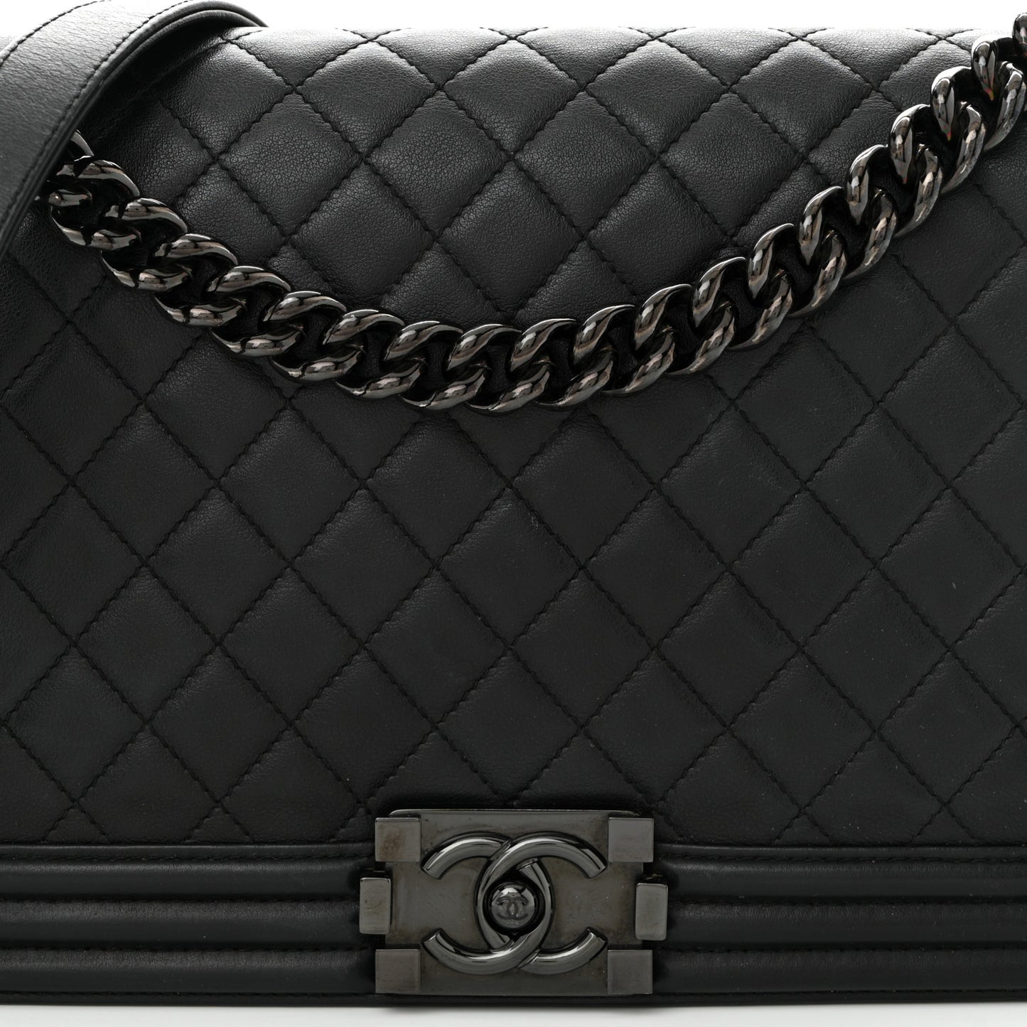 Calfskin Quilted New Medium Boy Flap So Black
