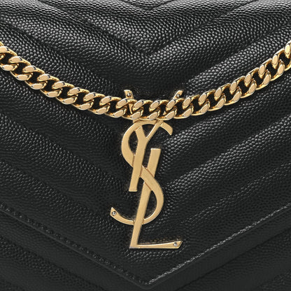 Saint Laurent Grain De Poudre Matelasse Chevron Monogram Chain Wallet Black 7 of 9