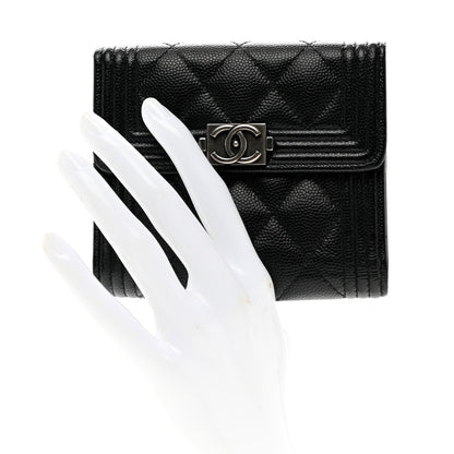 Chanel Caviar Quilted Compact Boy Wallet Black 2 of 8