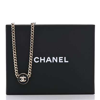 Chanel Crystal Resin CC Chain Link Short Necklace Black Gold 7 of 7