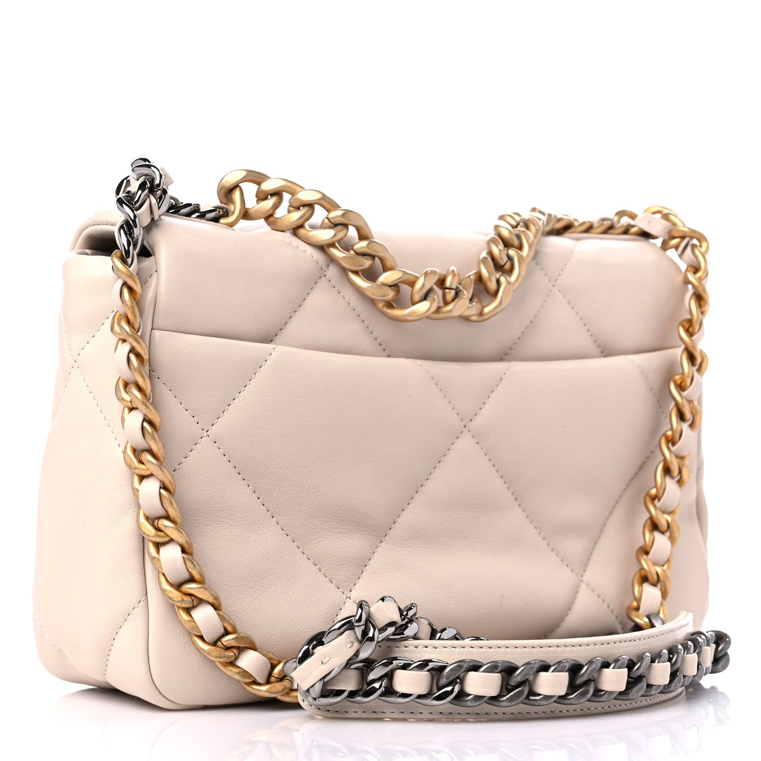 Chanel Lambskin Quilted Medium Chanel 19 Flap Light Beige 3 of 10