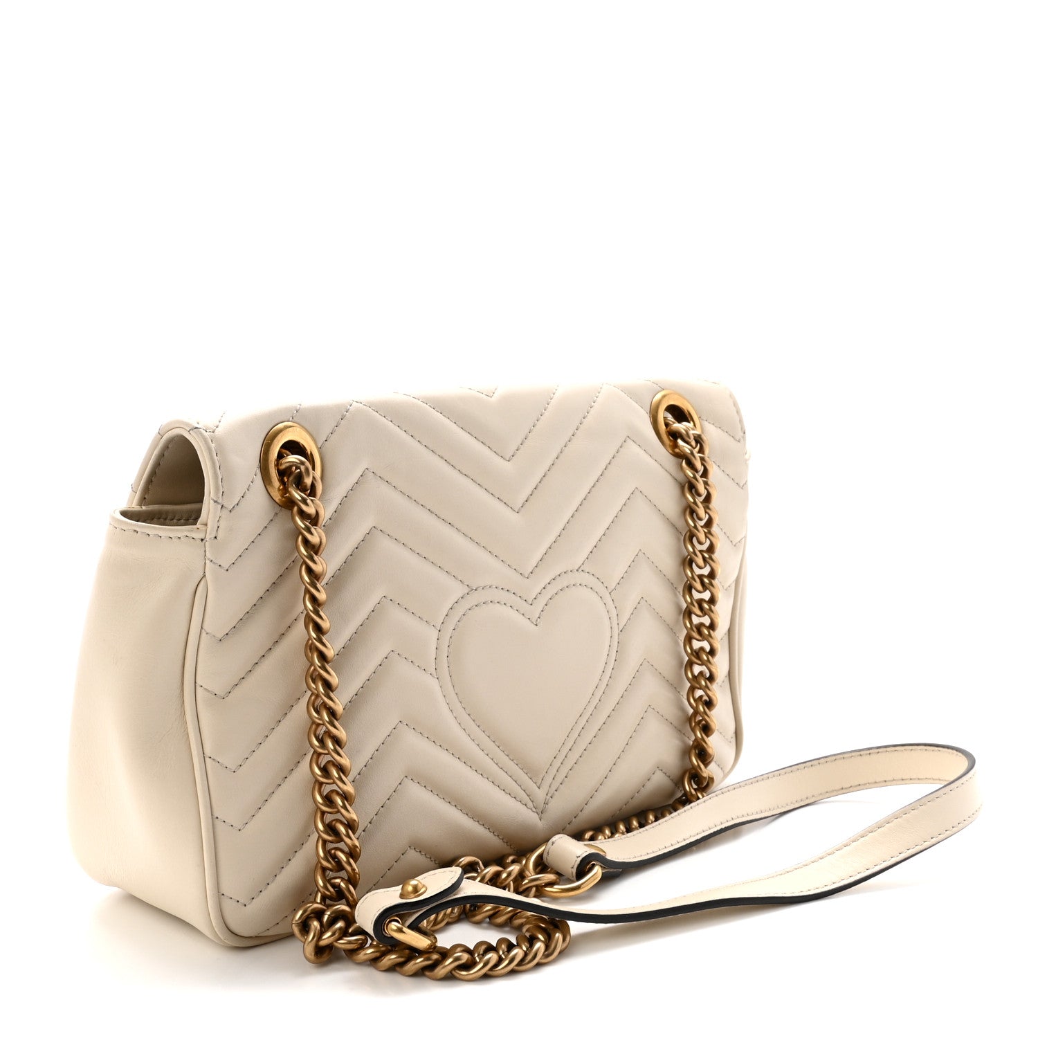 Gucci Calfskin Matelasse Small GG Marmont Shoulder Bag White 3 of 10