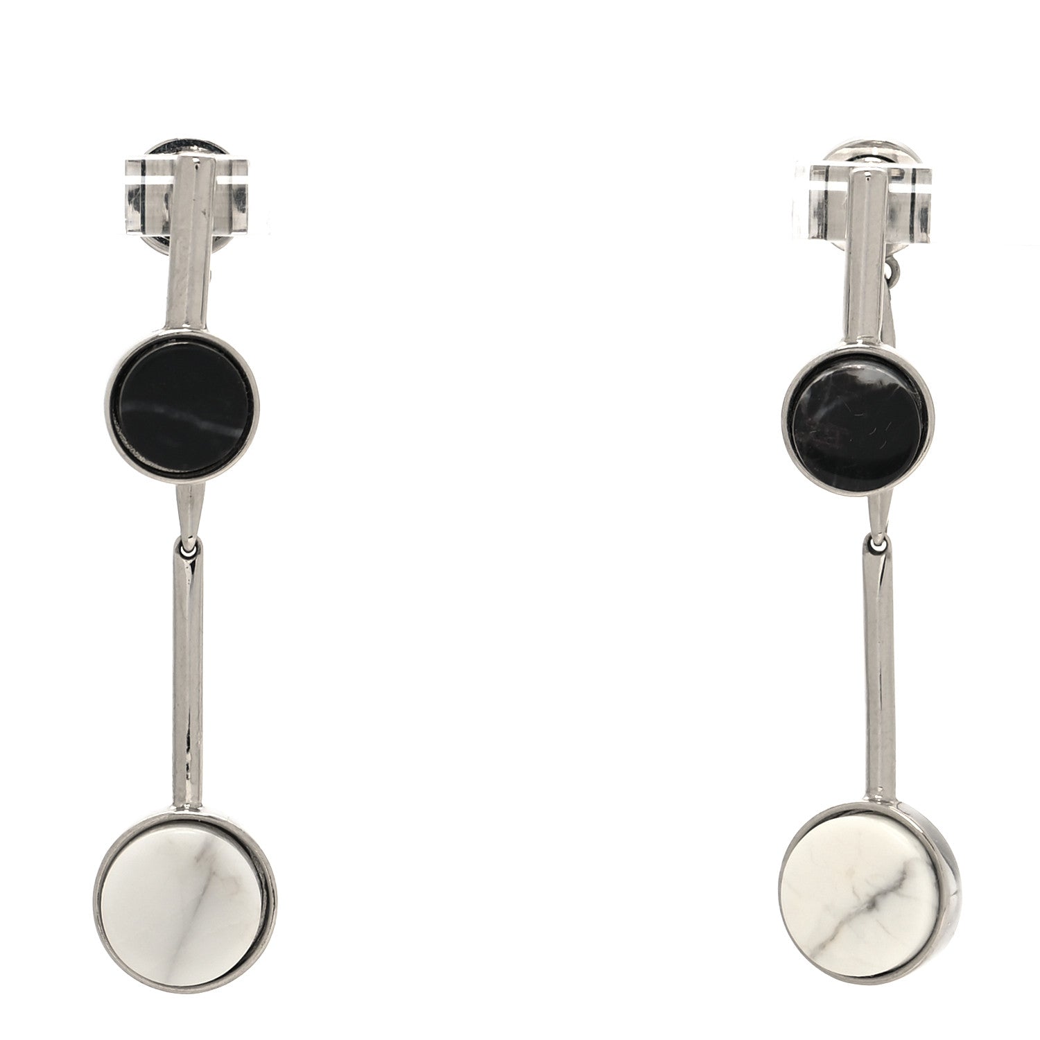Christian Dior Howlite Marble Drop Earrings White Black 1 of 4