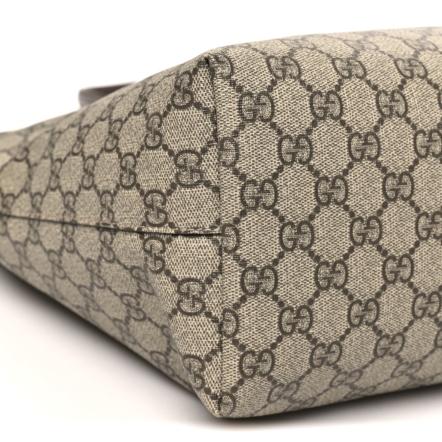 GG Supreme Monogram Textured Calfskin Web Medium Ophidia Shopping Tote Beige Ebony New Acero