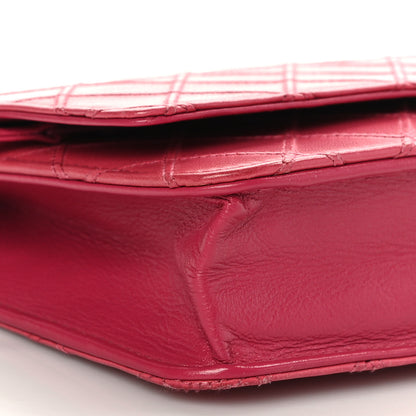Chanel Lambskin Diamond Stitched Wallet On Chain WOC Pink 9 of 12