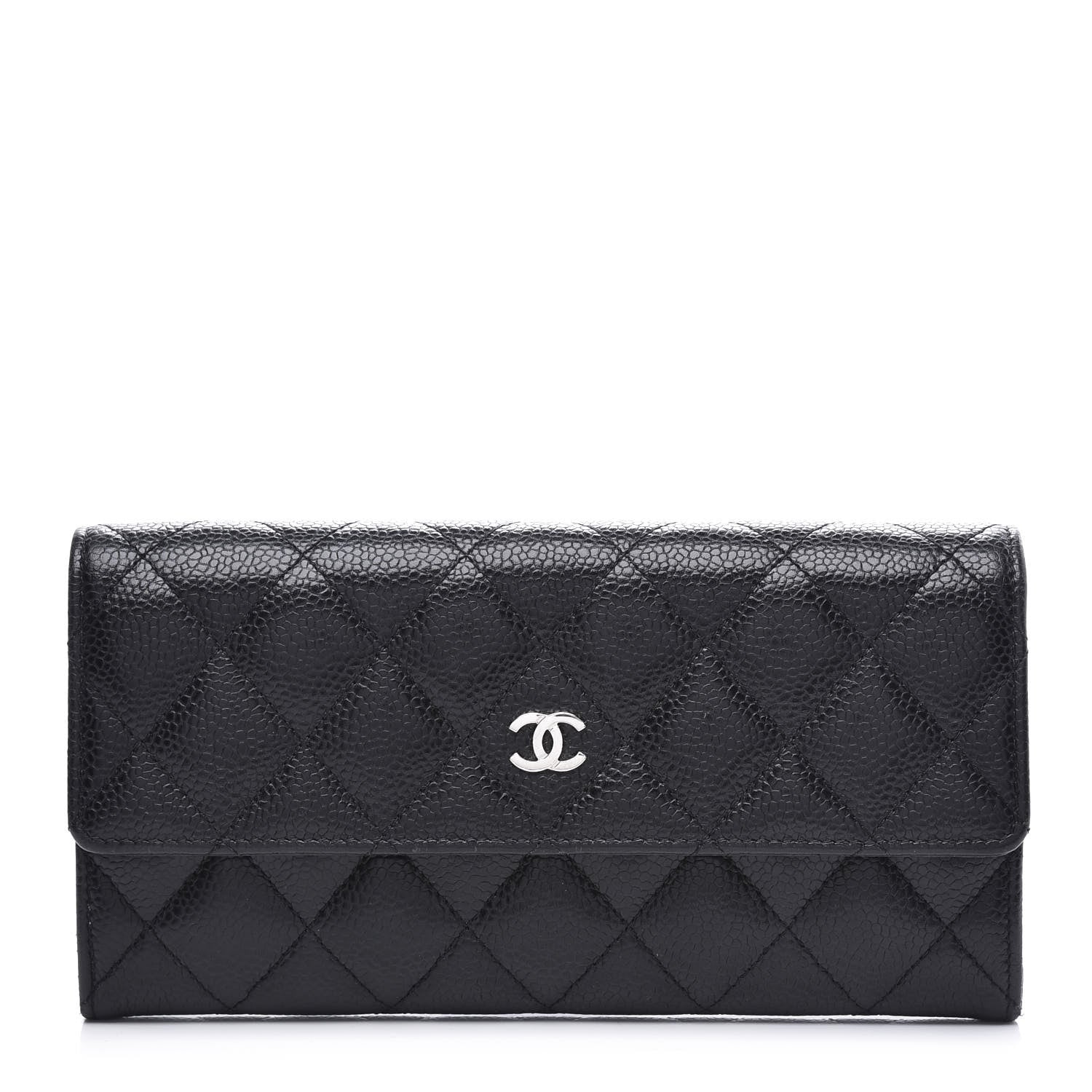 Chanel Caviar Quilted Large Gusset Flap Wallet Black 1 of 9