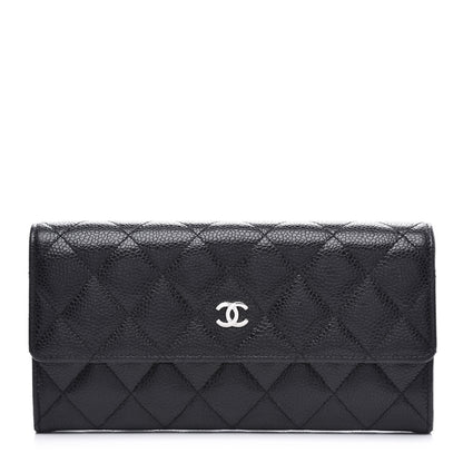 Chanel Caviar Quilted Large Gusset Flap Wallet Black 1 of 9