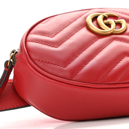 Gucci Calfskin Matelasse GG Marmont Belt Bag 85 34 Hibiscus Red 10 of 11