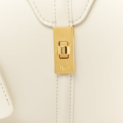 Celine Satinated Calfskin Mini 16 Top Handle Bag White Cotton 9 of 12