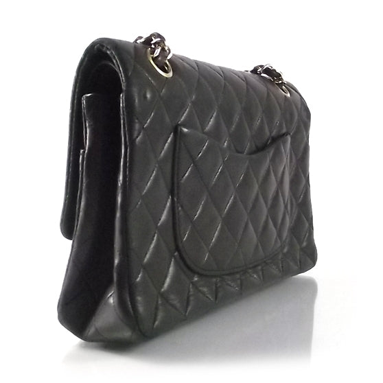 Lambskin Medium Double Flap Black