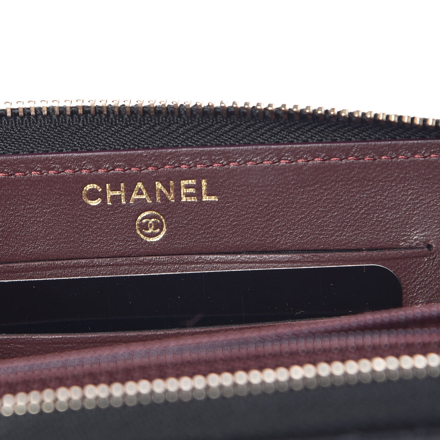 Lambskin Quilted Small Gusset Zip Around Wallet Black