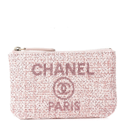 Chanel Woven Straw Raffia Deauville Cosmetic Pouch Pink 1 of 7