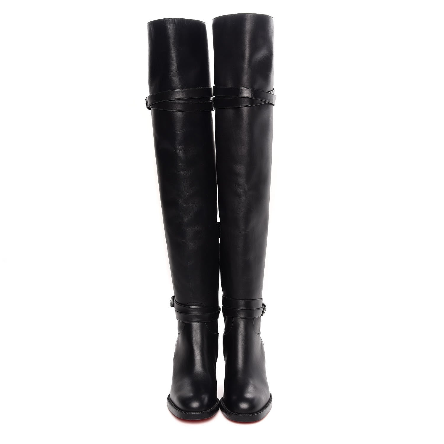 Christian Louboutin Calfskin Karialta 70 Over The Knee Boots 36 Black 2 of 8