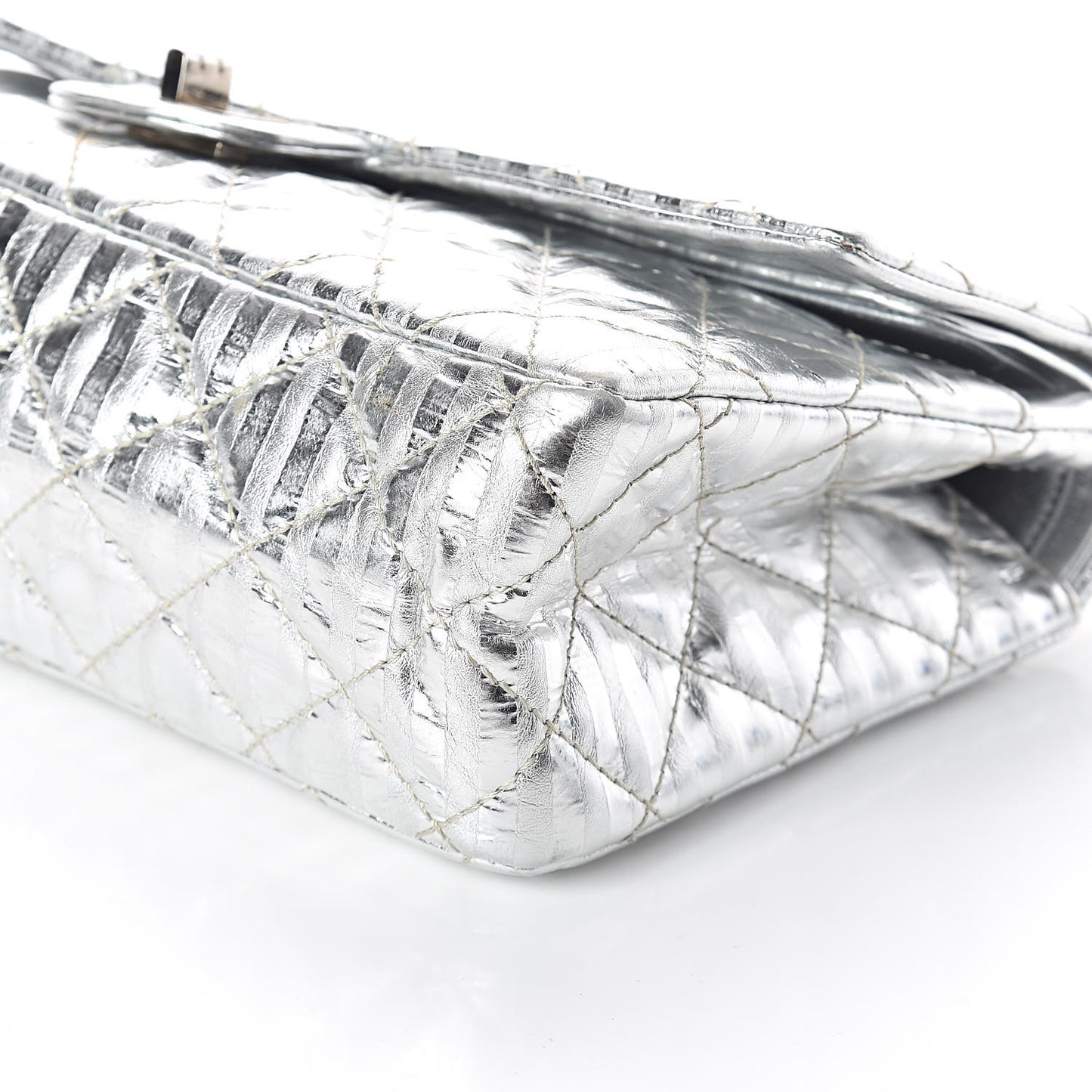 Metallic Striped Calfskin 2.55 Reissue 226 Flap Silver