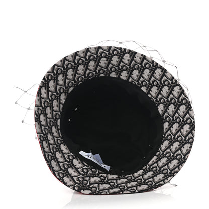 Christian Dior Cotton Large Brim Bucket Hat with Veil 57 Black Red 7 of 8