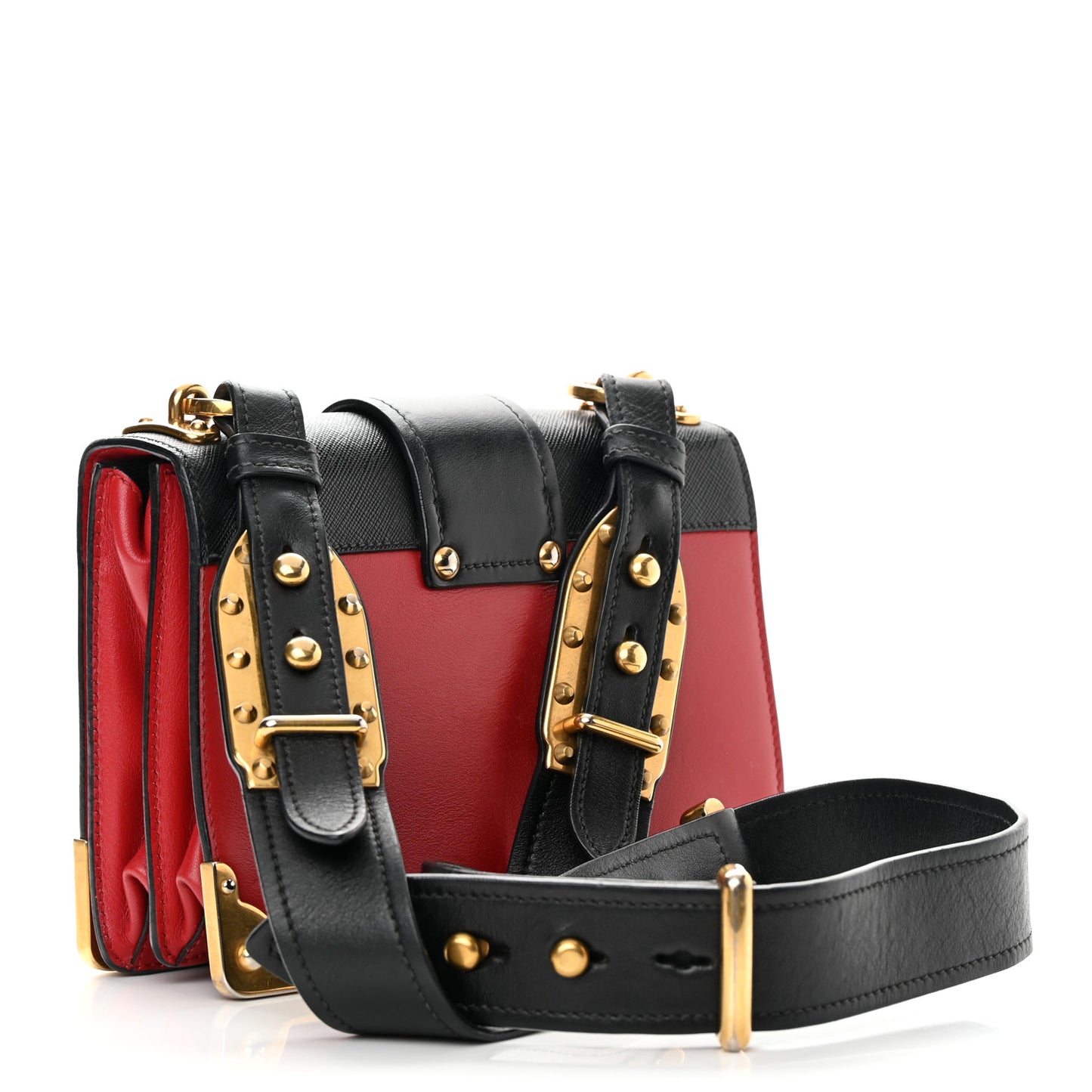 City Calfskin Saffiano Cahier Bag Fuoco Black