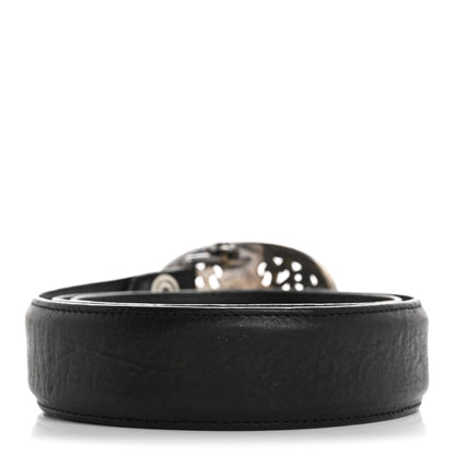 Chrome Hearts Calfskin Sterling Silver Cross Oval Belt 85 34 Black 2 of 9