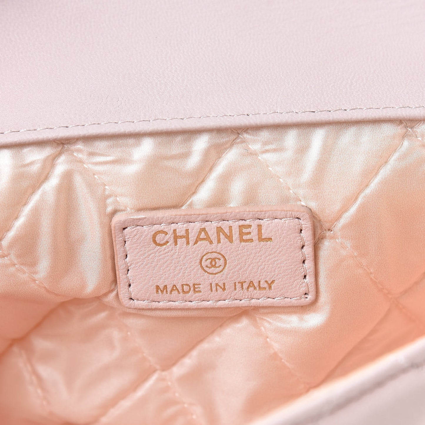 Lambskin Quilted Flap Cosmetic Case Rose Clair