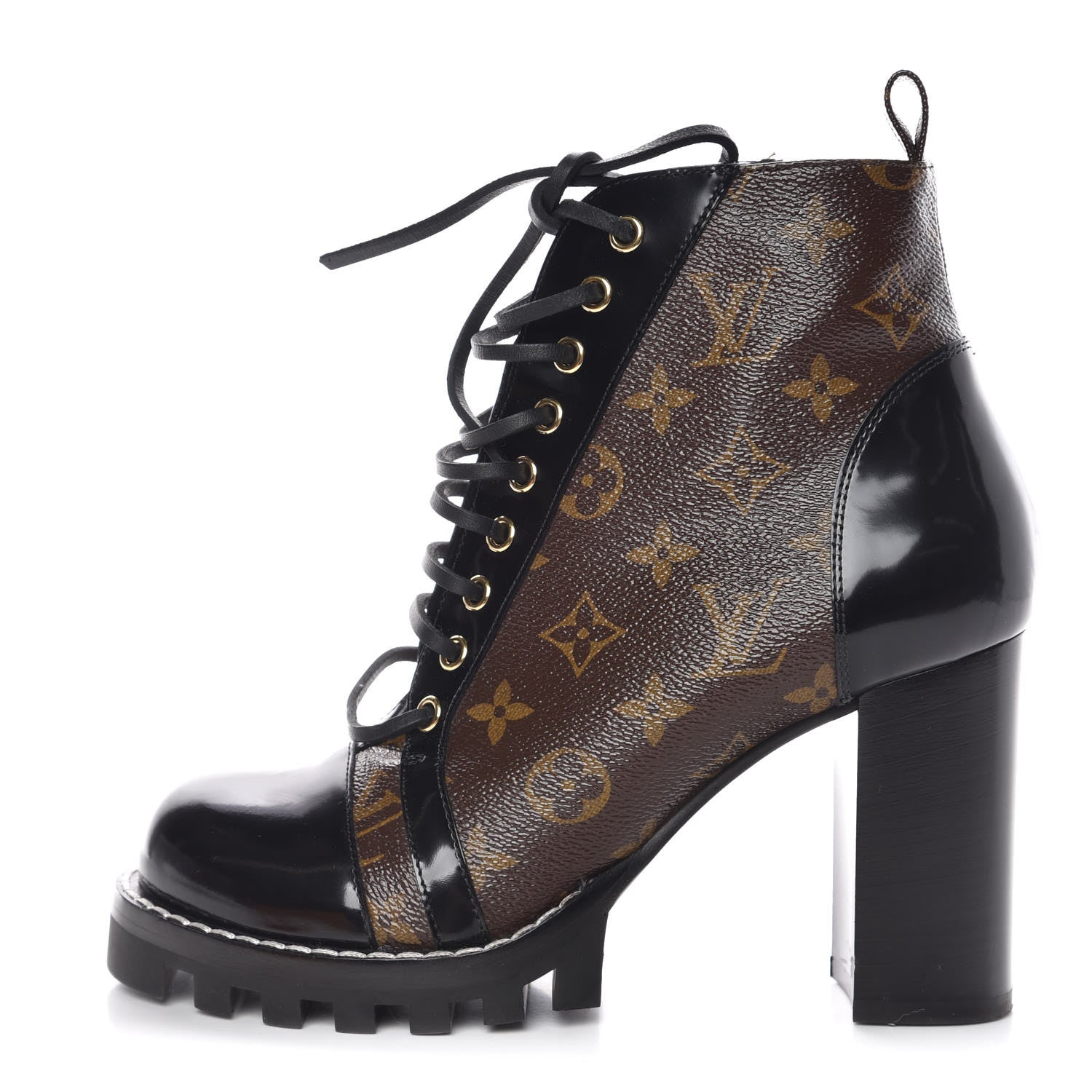 Louis Vuitton Patent Calfskin Monogram Star Trail Ankle Boots 40 Black 1 of 8