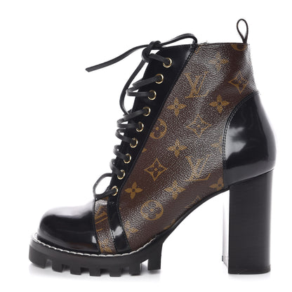 Louis Vuitton Patent Calfskin Monogram Star Trail Ankle Boots 40 Black 1 of 8