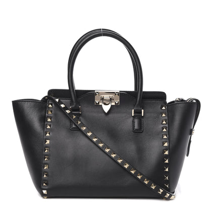 Valentino Garavani Vitello Small Rockstud Double Handle Tote Black 1 of 12