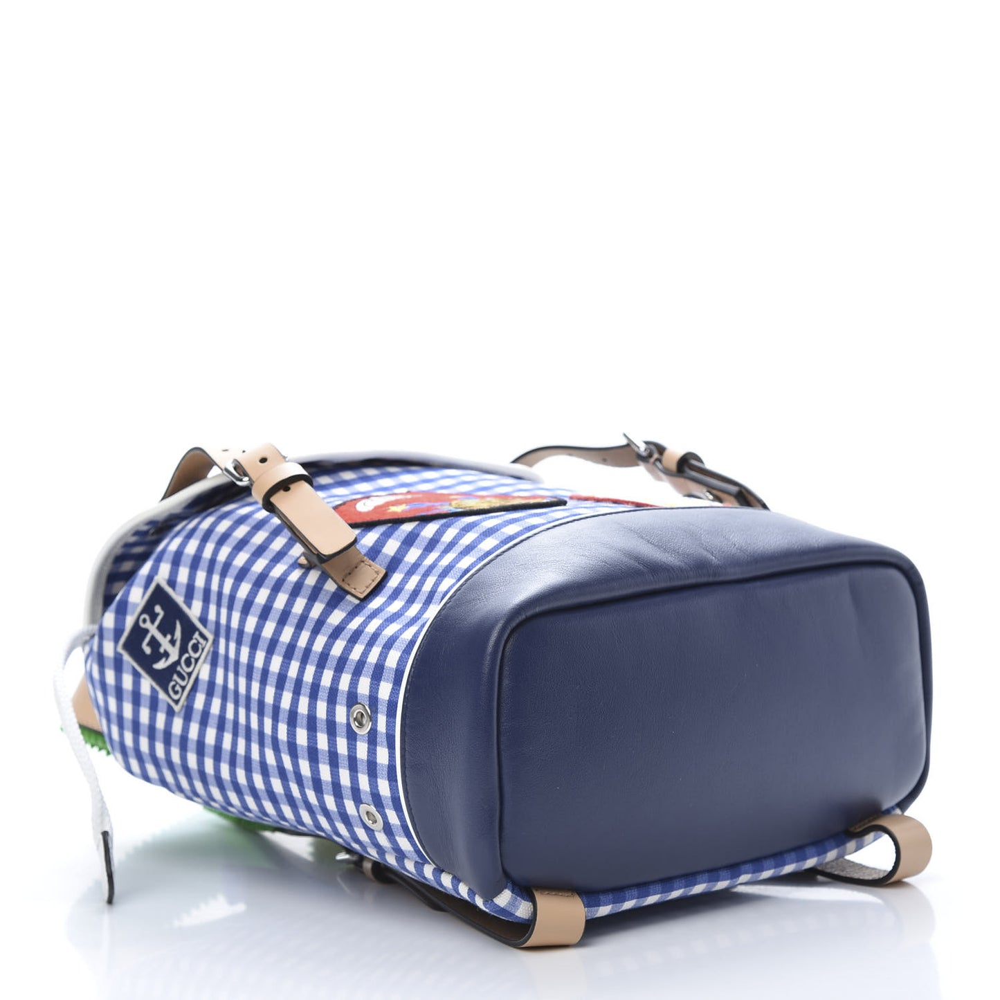 Coated Canvas Childrens Gingham Backpack Blue White