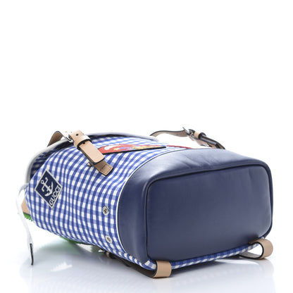 Gucci Coated Canvas Childrens Gingham Backpack Blue White 3 of 11