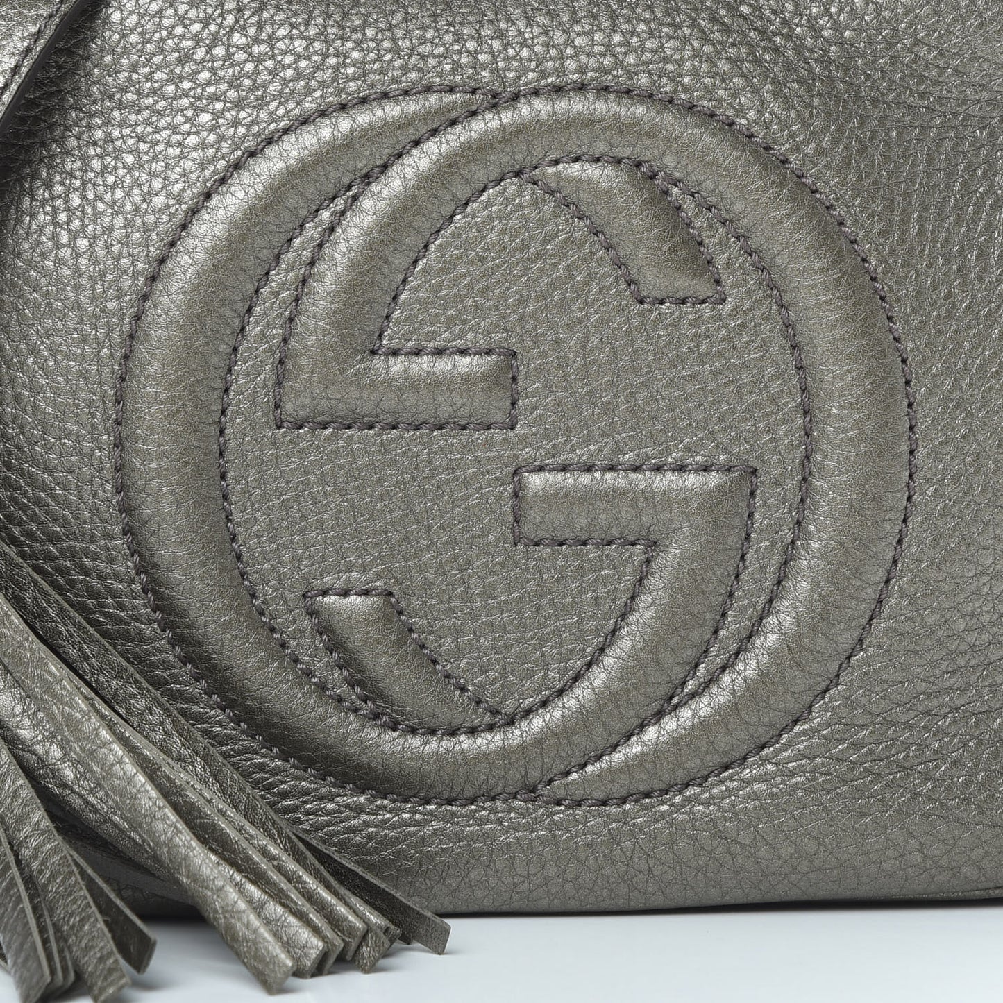 Metallic Pebbled Calfskin Small Soho Disco Bag Sasso