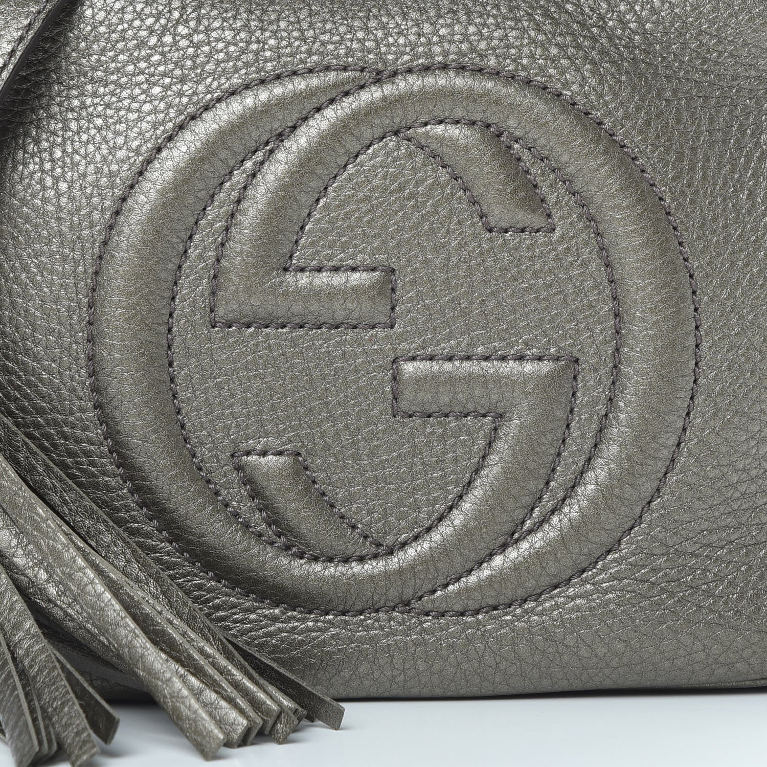 Gucci Metallic Pebbled Calfskin Small Soho Disco Bag Sasso 8 of 12
