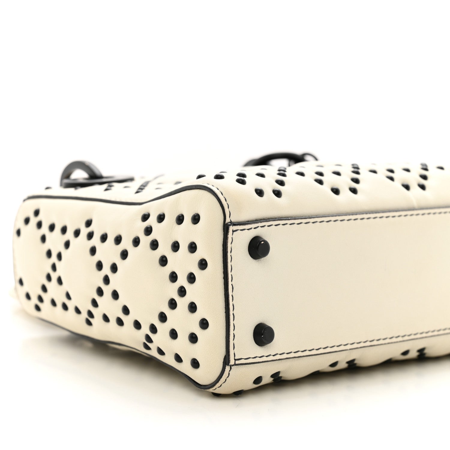 Christian Dior Ultra Matte Calfskin Studded Mini Supple Lady Dior White Black 8 of 11