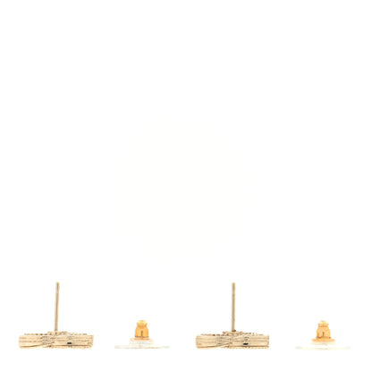 Chanel Metal Graduated Pearl Crystal CC Earrings Light Gold 3 of 4