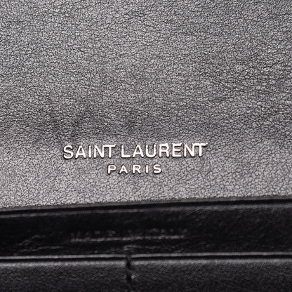 Saint Laurent Calfskin Crocodile Embossed Classic Monogram Cassandre Wallet Black 9 of 12